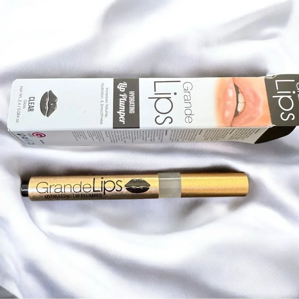 New in Box Grande Lips Hydrating Lip Plumper Clear Gloss
